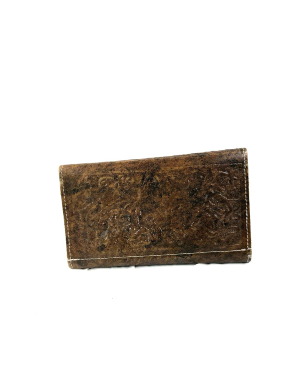Cowhide Brazil Tooled Brown Leather Wallet - Picture 2 of 15